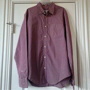 Club Monaco Men's Red Gingham Check Button Down Shirt Size Medium